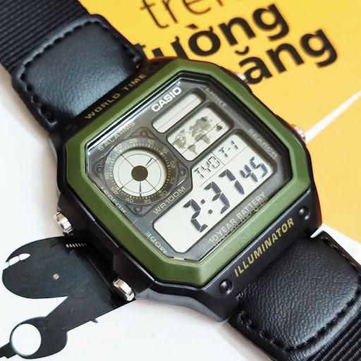 Đồng Hồ Casio Nam Dây Da Phối Vải AE-1200WHB-1BVDF