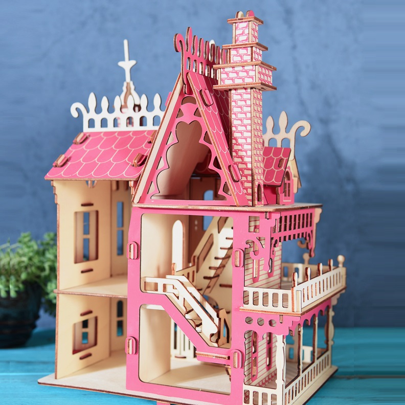 Đồ chơi lắp ráp gỗ 3D Mô hình Mô hình Lâu Đài Dream Villa Laser