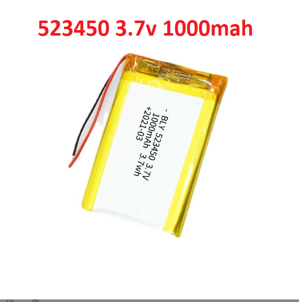 Pin Sạc Lithium Polymer 3.7V 1000mah 523450 Cho tai nghe,loa Mp3 MP4 MP5 GPS PSP Bluetooth