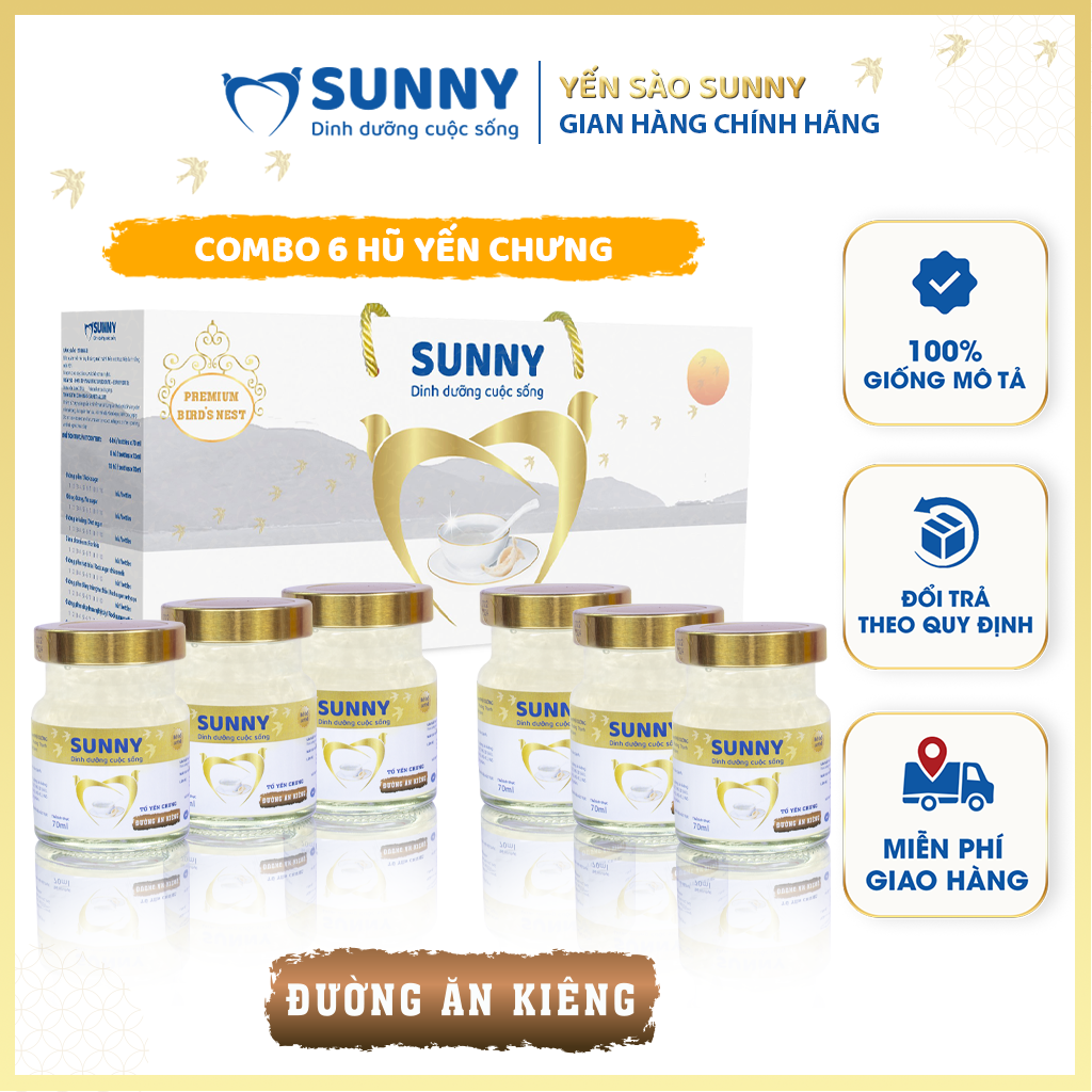 Yến sào ăn kiêng - Yến Sào Khánh Hòa chưng sẳn - 25% Yến thô - 70ml/hũ - Yến sào SUNNY