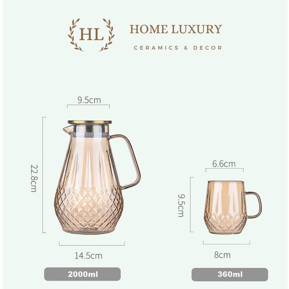 Bình Ly thuỷ tinh phong cách Scandinavia Kim Cương Vàng | BÌNH CỐC VÀNG BOROSILICATE SIÊU NHẸ - CHỊU NHIỆT - CƯỜNG LỰC 2