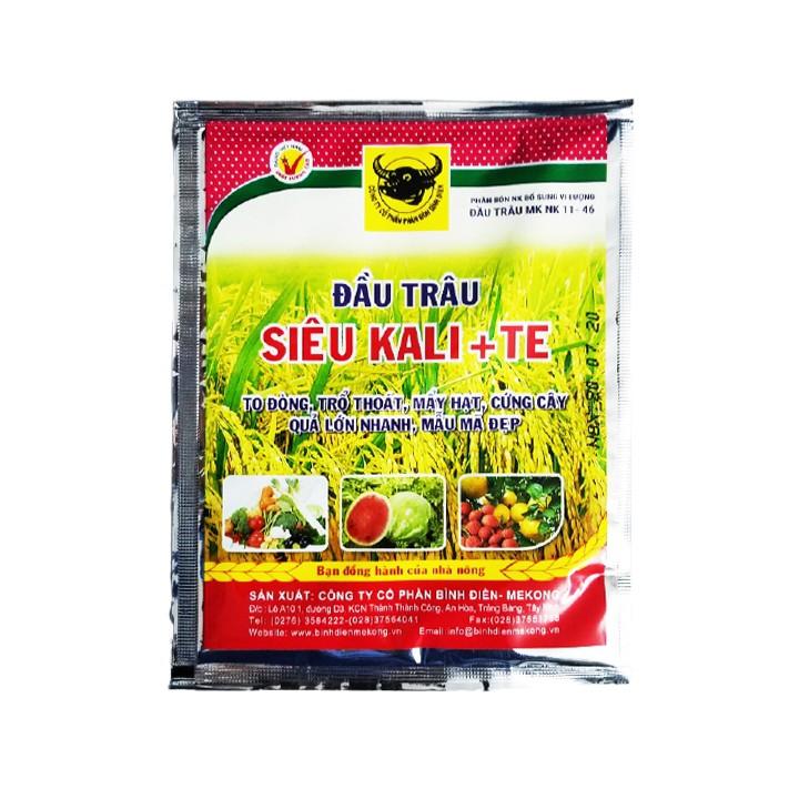 Phân bón ĐẦU TRÂU NK 11-46 Siêu Kali + TE kích đậu trái, chống rụng trái non gói 25g