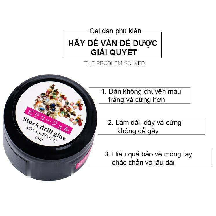 Gel đính charm đá nail , hũ gel gắn đá phụ kiện móng stuck drill glue 8ml chuyên dụng cho dân làm nail