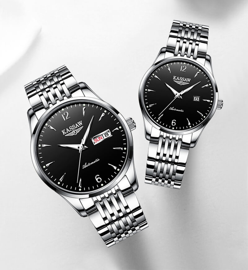 Đồng hồ đôi chính hãng KASSAW K876-9 chống nước,chống xước,kính sapphire ,Dây kim loại thép không gỉ 316L ,hàng mới 100% ,Đồng hồ cơ ,Thiết kế đơn giản và sang trọng