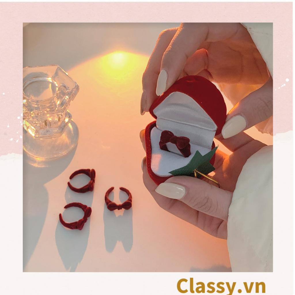 Nhẫn hở bọc vải nhung Classy họa tiết nơ độc đáo PK1396