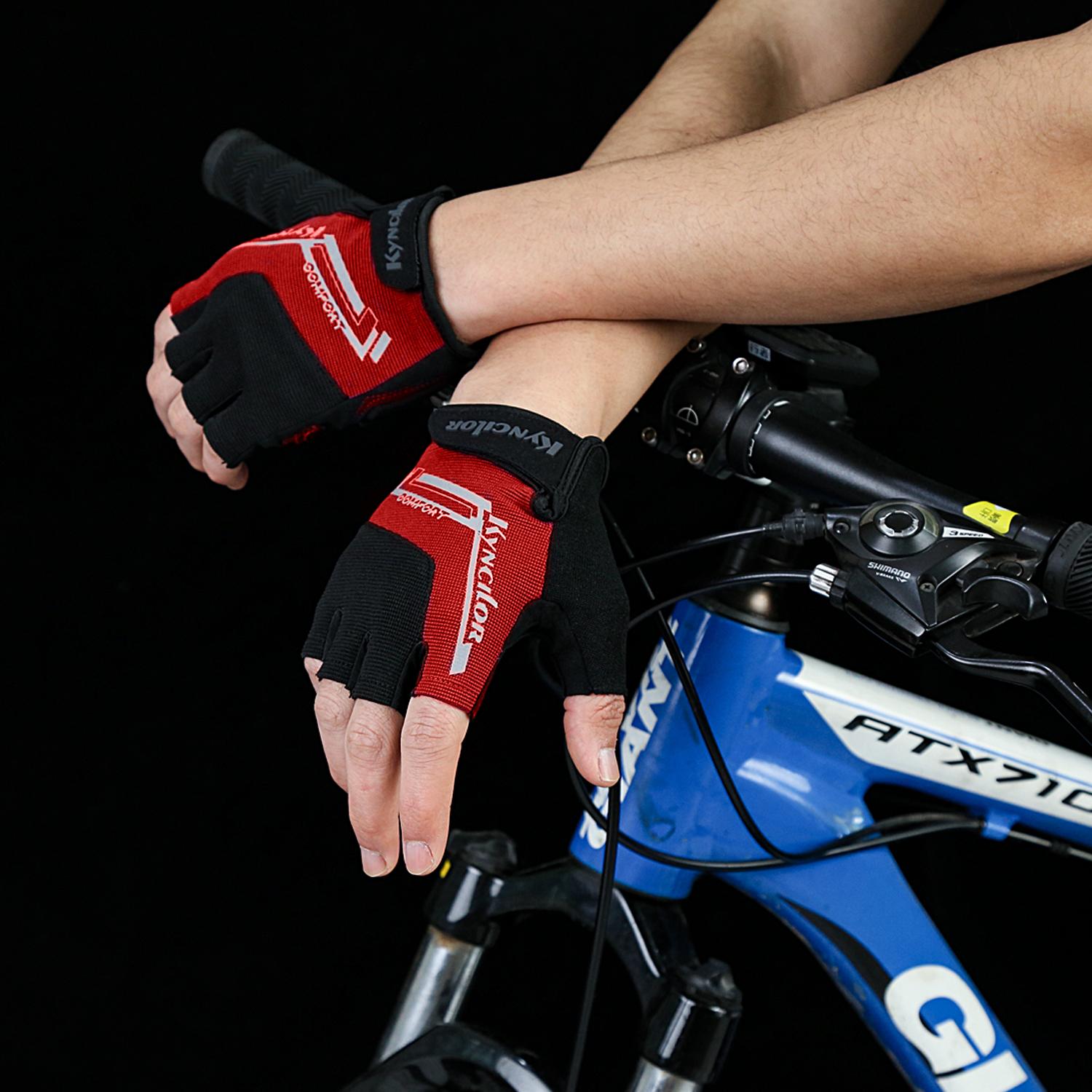 Knycilor Half Finger Găng tay thể thao Găng tay xe đạp Găng tay xe đạp ngoài trời có thể chạy được Găng tay xe đạp chạy găng tay Color: A0027-BK Size: XL