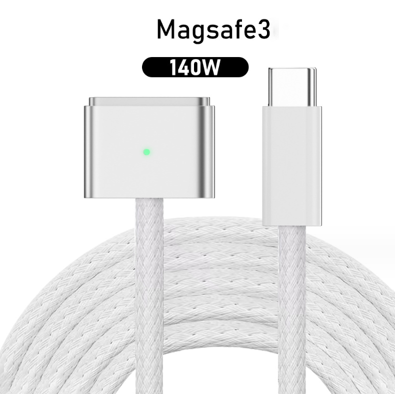Cáp sạc Type c sang Mag.safe 3 công suất 140W dây dù dài 2m dùng cho các dòng Pro, Air chip M2