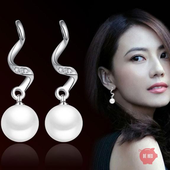 Bông tai ngọc nhân tạo lượn sóng