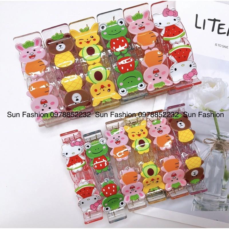 Kẹp càng cua trong suốt 3 răng, 5 răng hình thú, con vật, hoạt hình, trái cây, 12 con giáp màu sắc đáng yêu