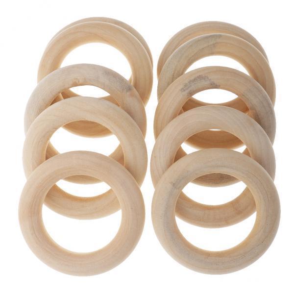 2-17pack 10 Pieces Natural Wood Loop Ring Wood Material for DIY Jewelry Findings