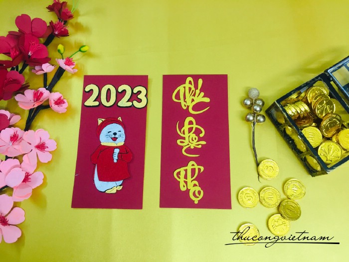 Set 2 bao lì xì vải nỉ 2023