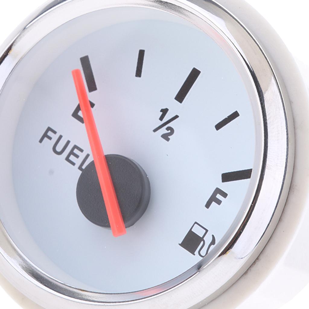 Waterproof Fuel Level Gauge Boat Marine Fuel Tank Level Gauge 52mm White