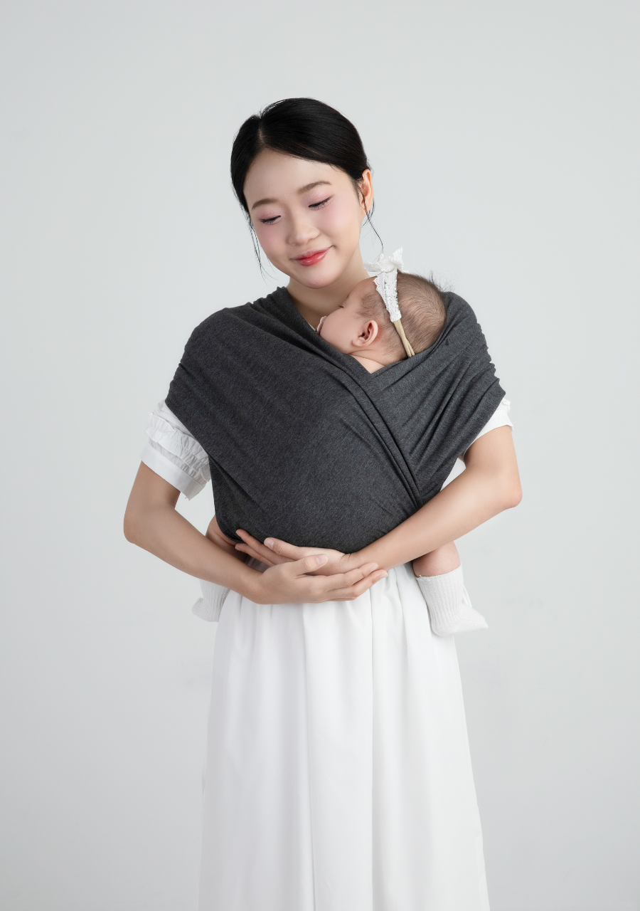 [THIẾT KẾ MỚI] Địu Vải EmBé Sling Cao Cấp Màu Charcoal Cho Bé Từ 0 Đến 24 Tháng Tuổi