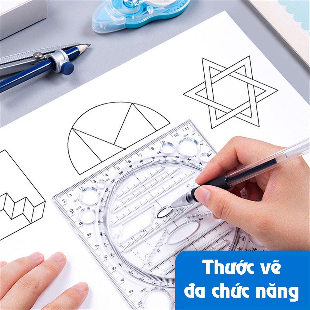 Thước Vẽ Hình Học Đa Năng - Dụng Cụ Học Tập Toán Học Hình Học, Cho Học Sinh, Sinh Viên