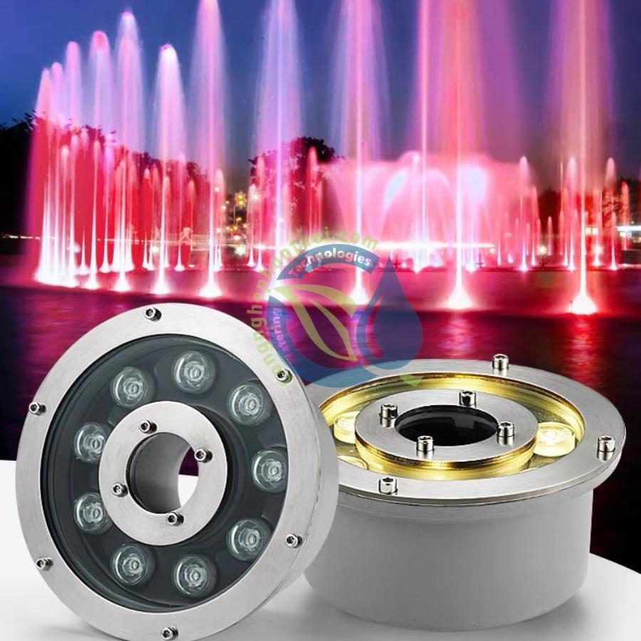Đèn LED âm nước đổi màu dạng bánh xe 9W