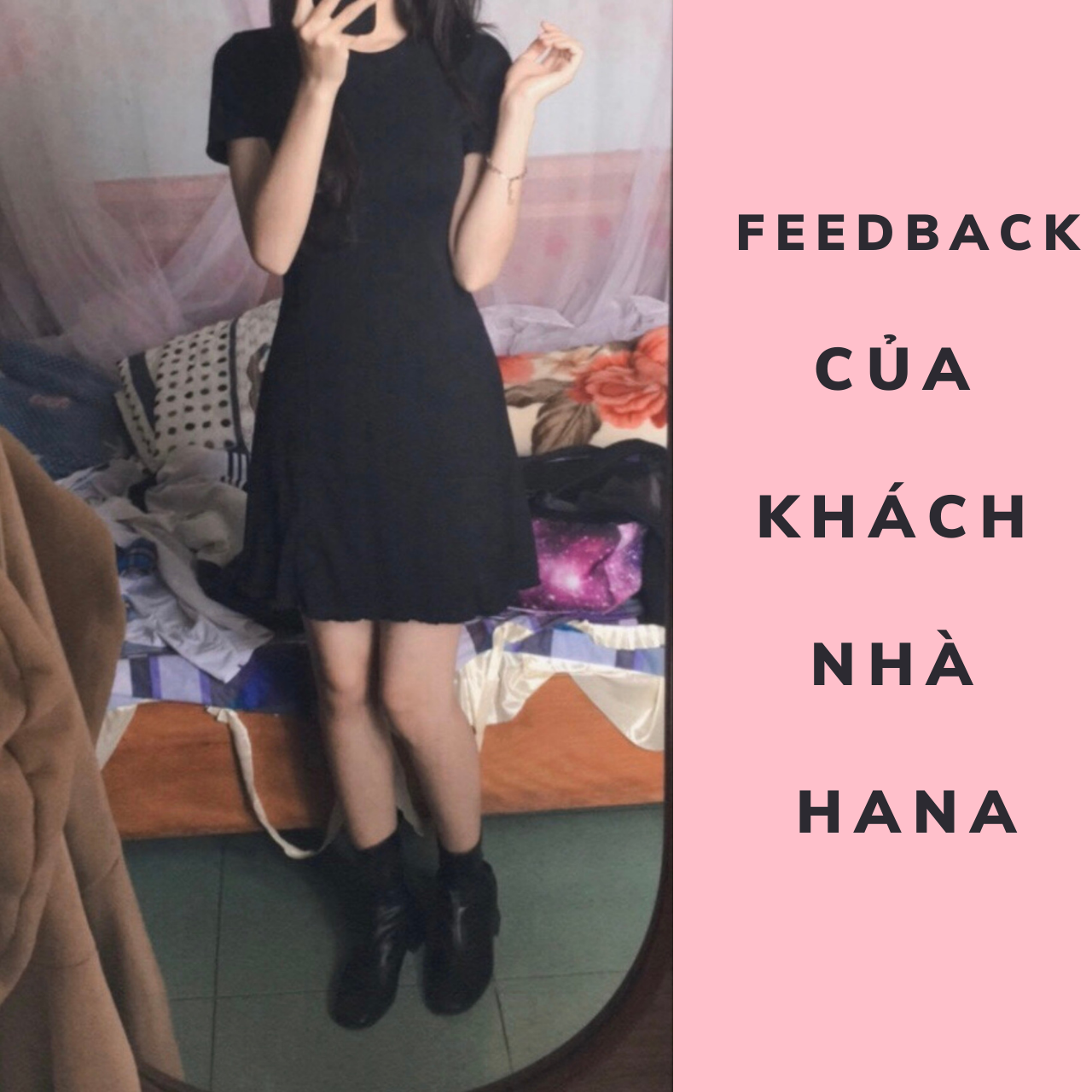 Đầm Nữ Body Đen Viền Bèo Chất Thun Gân Dáng Ngắn