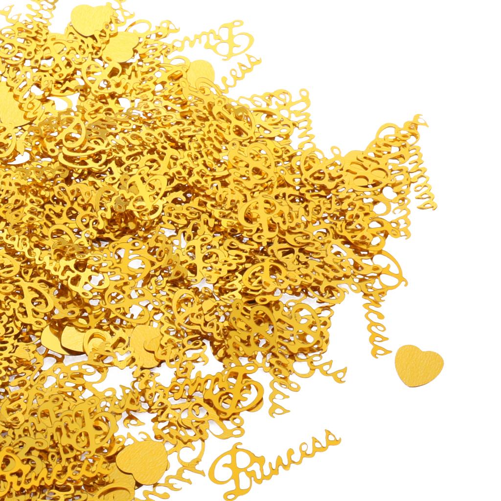 15g Glitter PRINCESS Heart Confetti Foil Girls Birthday Party Decor Gold