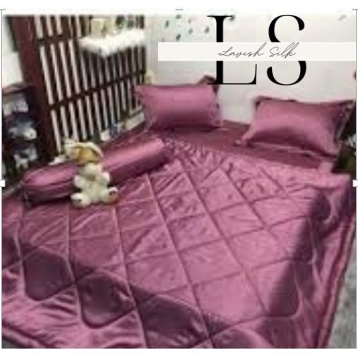 Trọn Bộ Chăn Ga Gối Phi Lụa Lavish Silk Cao Cấp Mát Lạnh Hàng Loại 1 Không Nối Vải -Hồng Tím