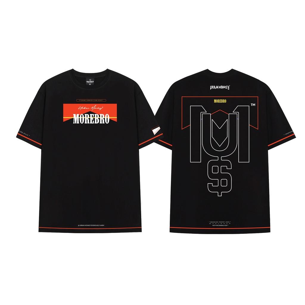 Áo Thun URBAN MONKEY MOREBRO Chất Liệu Cotton Phối Màu Đen Đỏ