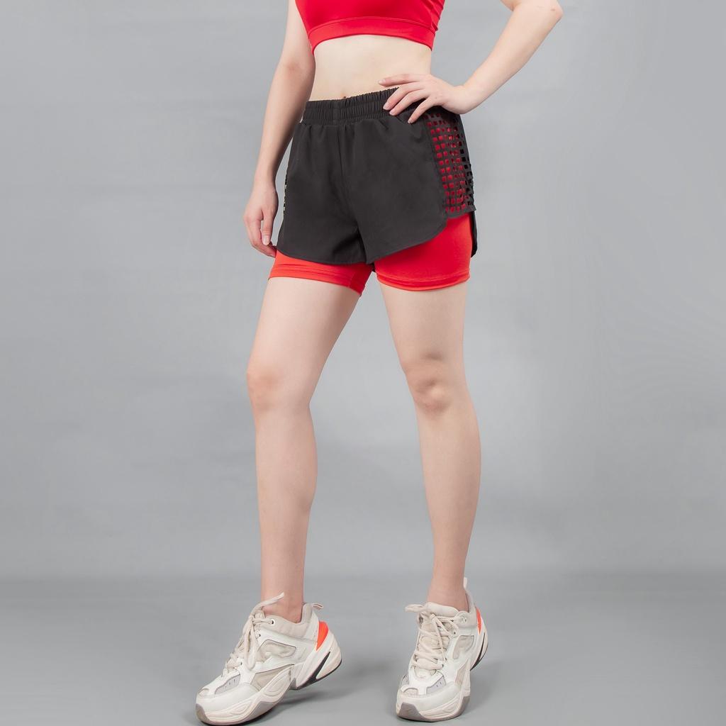 Quần short thể thao Boxer Laser 2 lớp cho Nữ, đồ tập gym, aerobic, thể dục