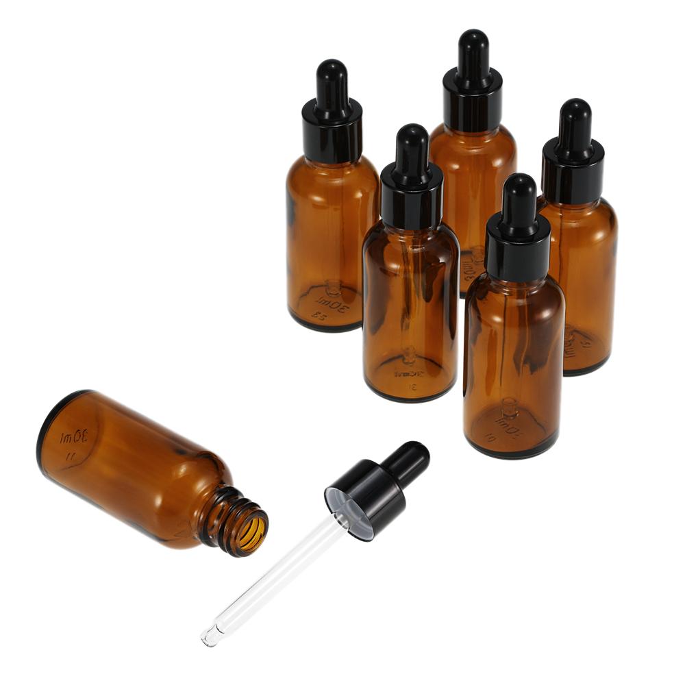 6 chai thủy tinh màu tawny có đầu bóp đựng tinh dầu 30ml,