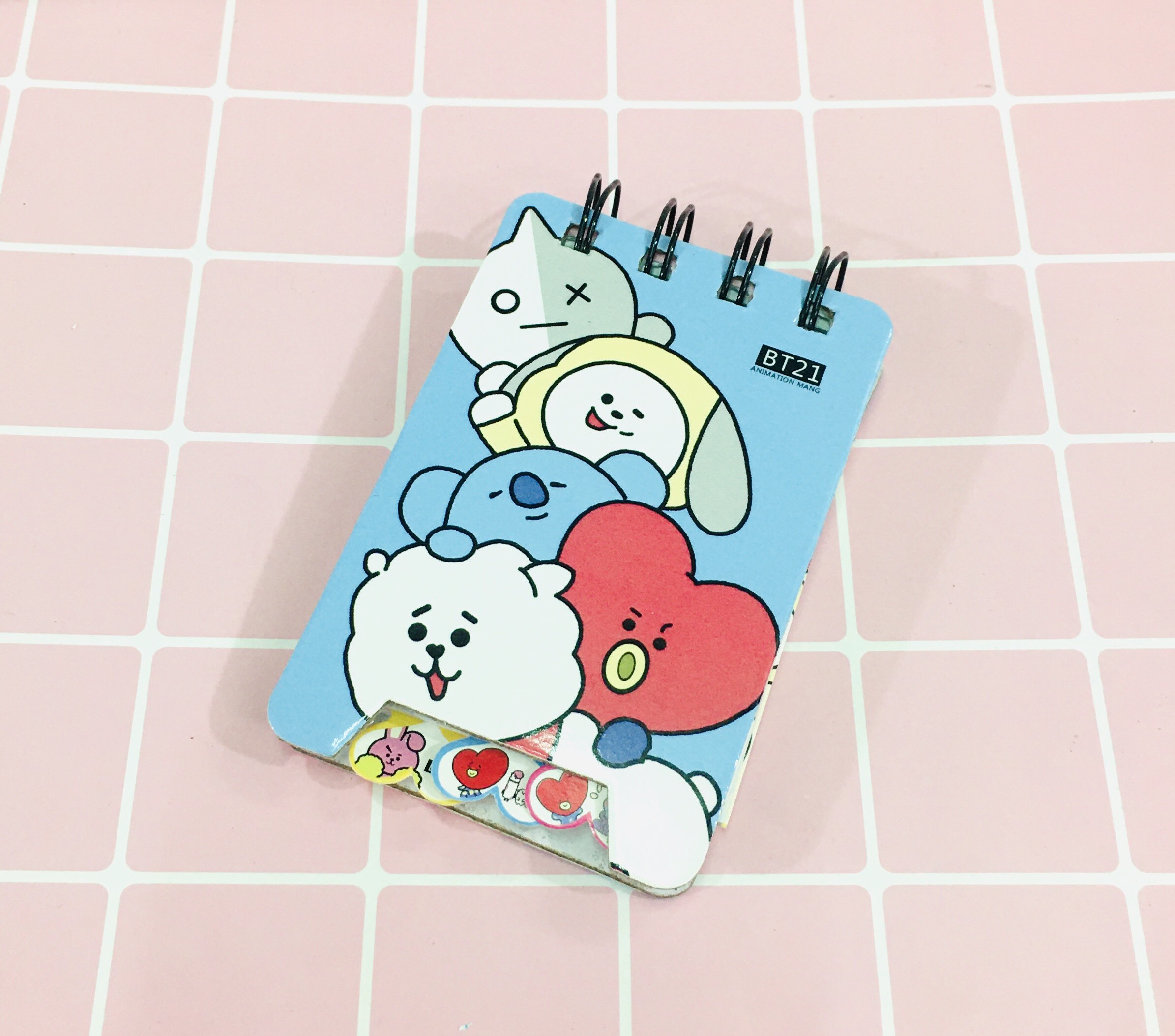 Set 3 sổ BT21 BTS gáy xoán cute 6.2cm x 9.5cm