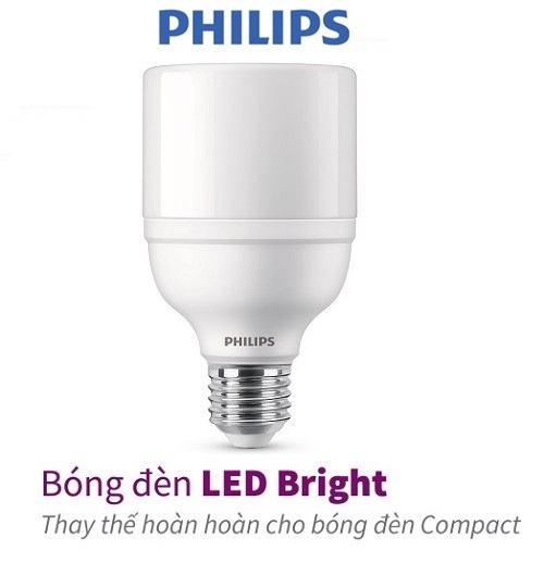 Bóng đèn Philips LED Bright E27 bảo vệ mắt, ánh sáng vàng, ánh sáng trắng 01 bóng – 15W – Ánh sáng vàng 3000K