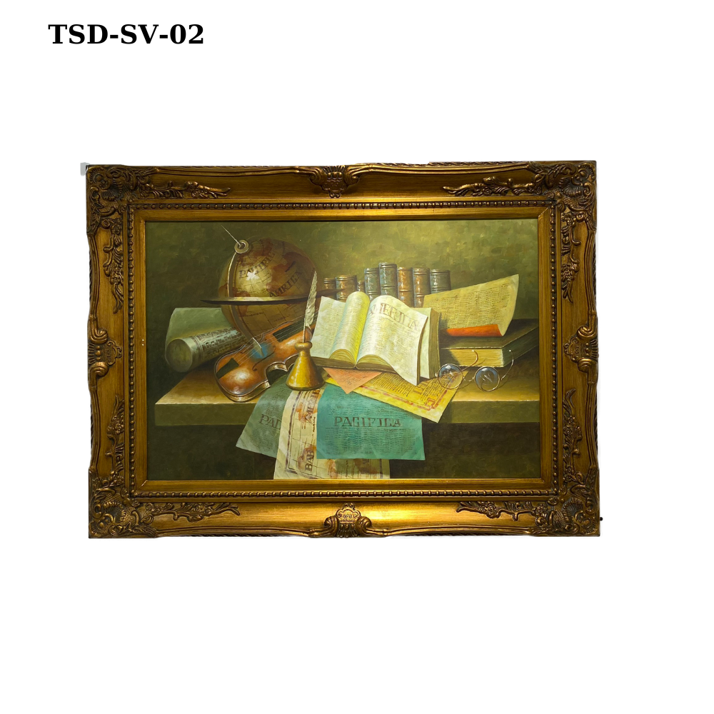 Tranh sơn dầu sách vở mang phong cách tân cổ điển TSD-SV-02