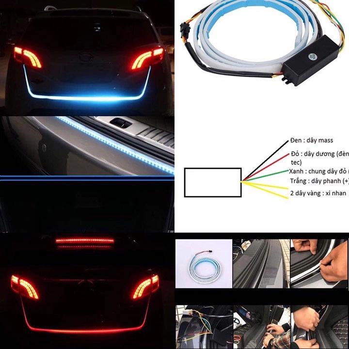 Dây đèn LED Cốp ô tô dải 7 màu chạy 12V 6 chế độ sáng phong cách xế sang dài 1.2m và 1.5m.