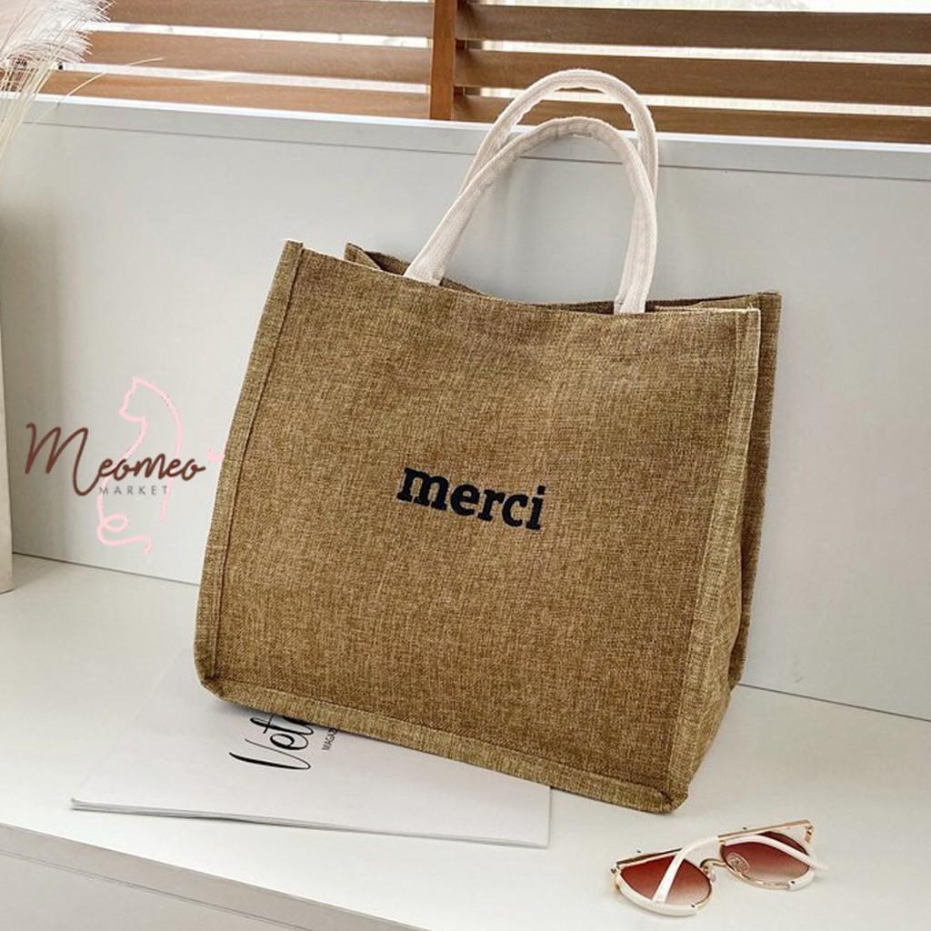 Túi Cói Đi Du Lịch Đi Biển Đi Chơi Siêu Hot Hit - Túi Cói Merci Loại 1 Cực Trend