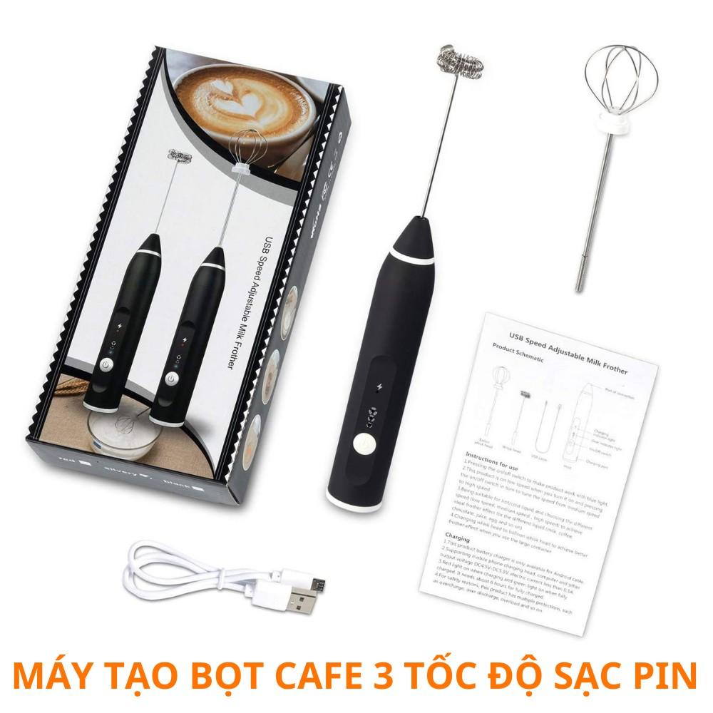 Máy Đánh Trứng, Đánh Sữa Và Tạo Bọt Cafe Di Động Cầm Tay 3 Tốc Độ Sử Dụng Pin Sạc Cao Cấp