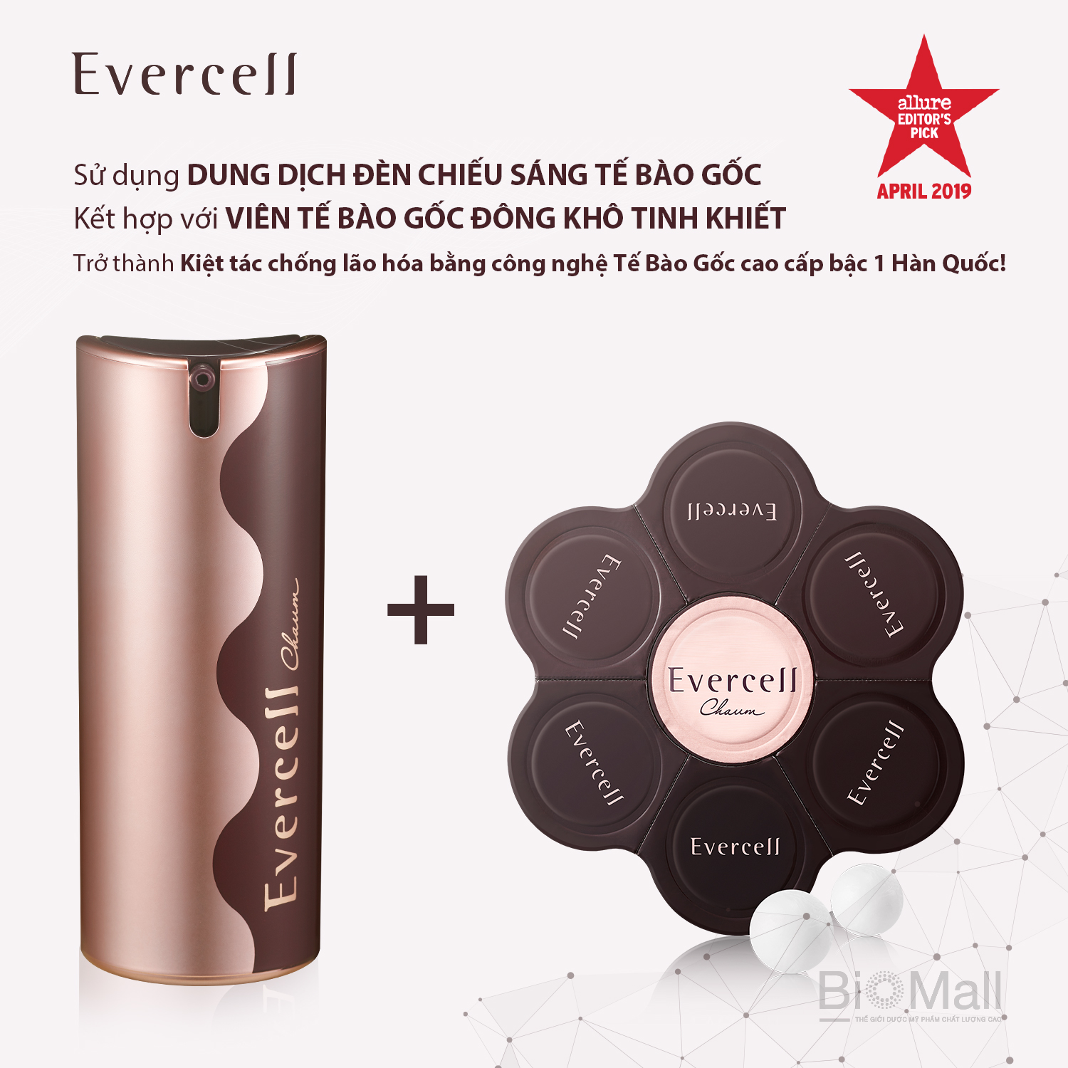 Đèn chiếu sáng Tế bào gốc tinh khiết Chống lão hóa EVERCELL Chaum Absolute Luxe Cell Illuminator 15ml 