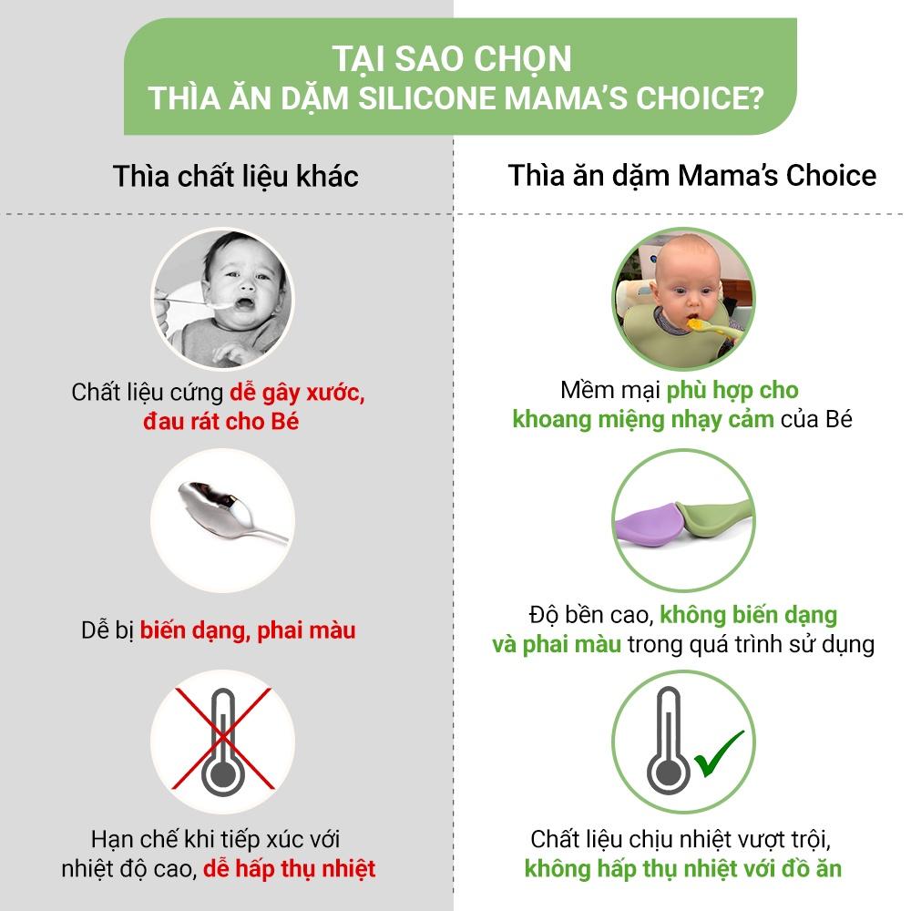 Bộ Ăn Dặm Cho Bé Thương Hiệu Mama's Choice, Combo Ăn Dặm Bát-Khay-Yếm-Thìa-Cốc Silicone Cao Cấp