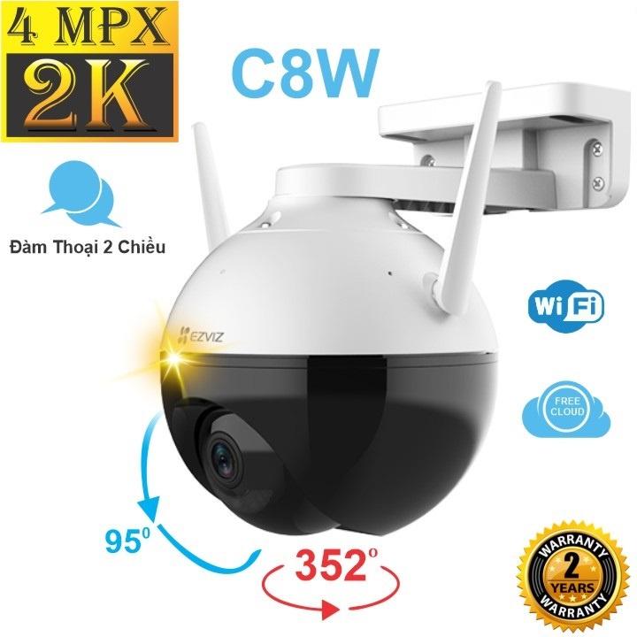 Camera Wifi Ngoài Trời EZVIZ C8W 4M 2K Quay 360 Độ, Màu Ban Đêm, Đàm Thoại 2 Chiều, Nhận Diện Người Bằng AI - Hàng Chính Hãng