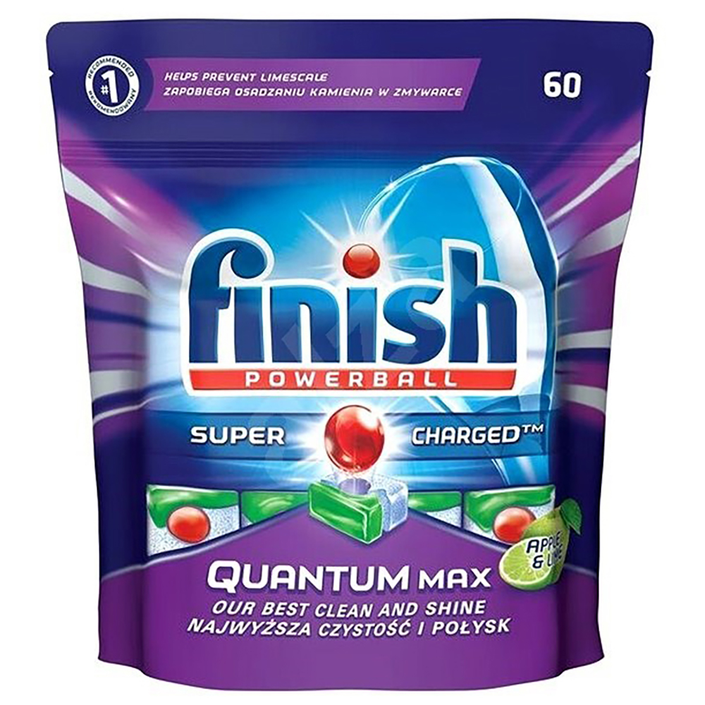 Túi 60 viên rửa chén Finish Quantum Max Dishwasher Tablets Apple&amp;Lime QT025461 - hương chanh, táo