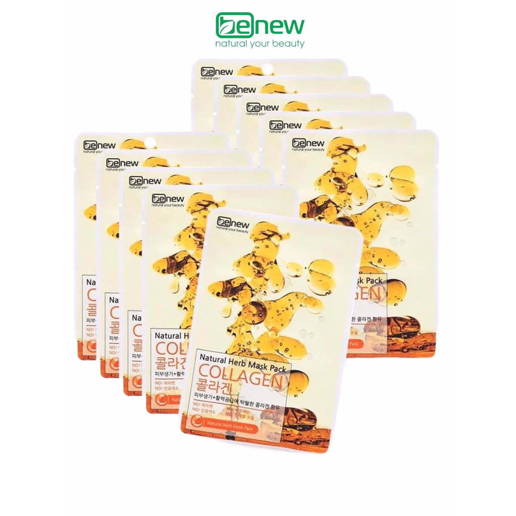 Bộ 10 Miếng Mặt Nạ Chống lão hóa Benew Natural Herb Mask Collagen ( 22ml / miếng ) - Hàng Chính Hãng