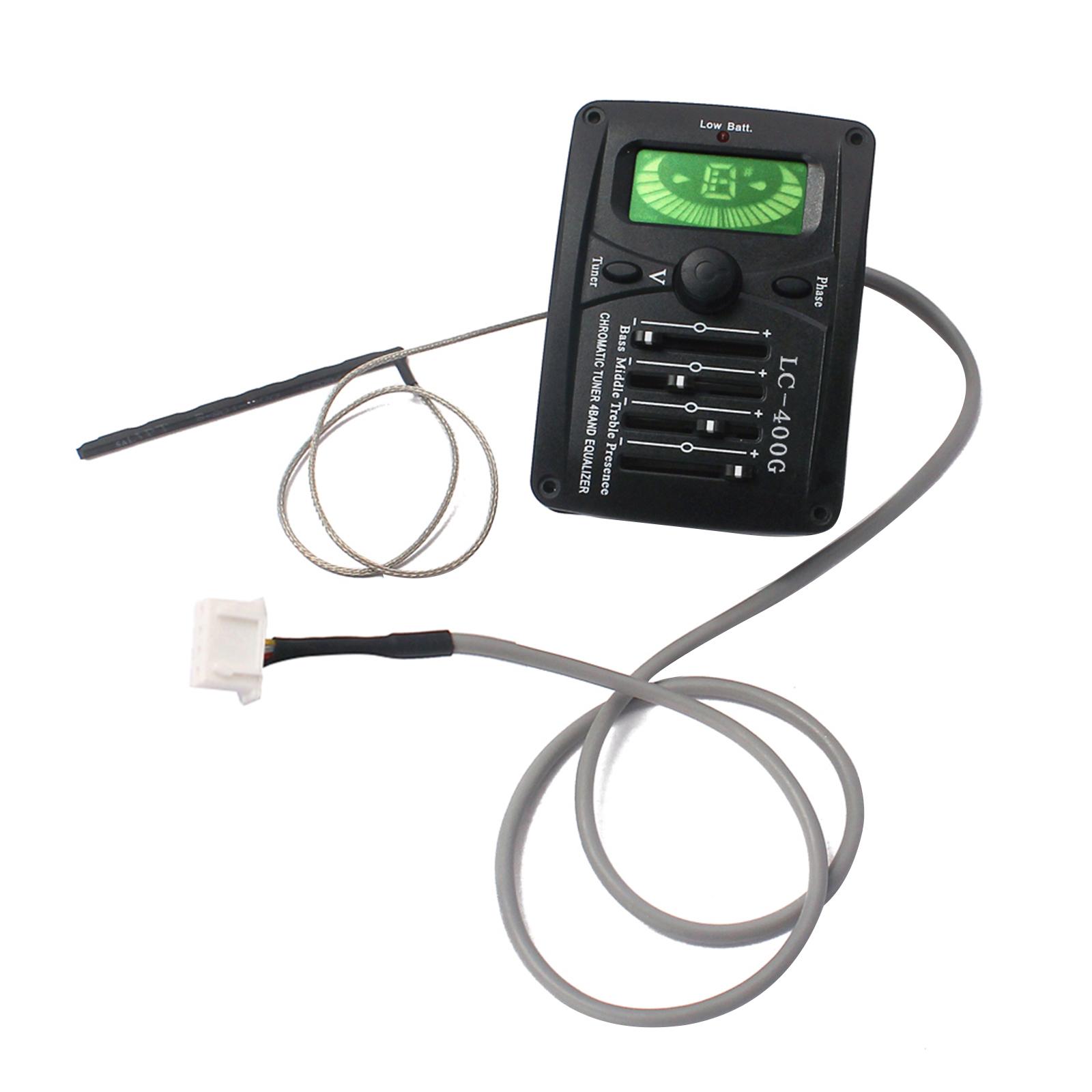 4-Band EQ Equalizer Acoustic Guitar Preamp Piezo Pickup with LCD Tuner Accs