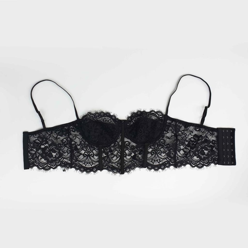 Bra croptop corset sexy ren đen hàng thiết kế Việt Nam, có gọng, có lót mút N02