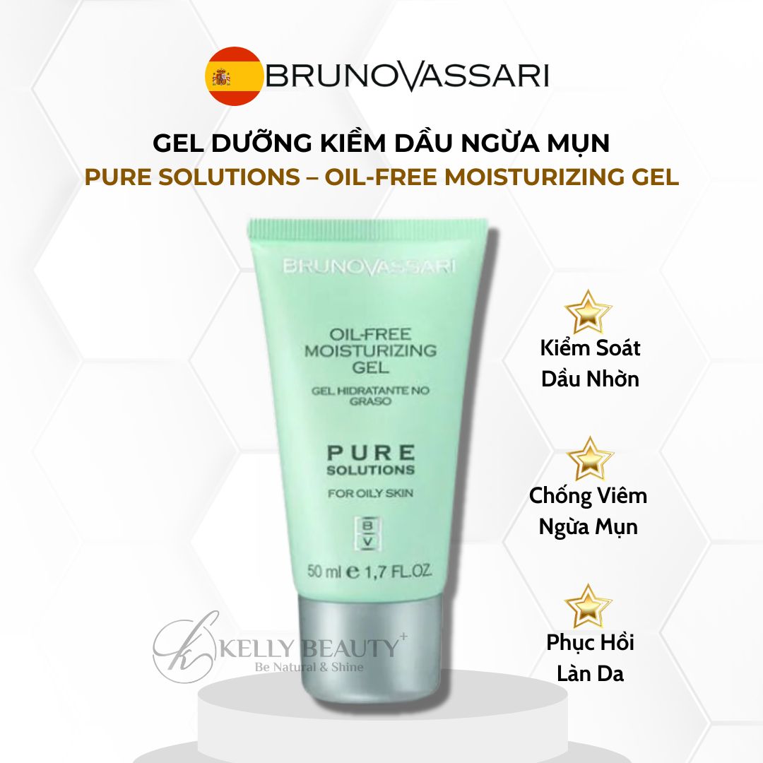 Gel Dưỡng Kiềm Dầu Ngừa Mụn Bruno Vassari Pure Solutions Oil-Free Moisturizing Gel | Kelly Beauty