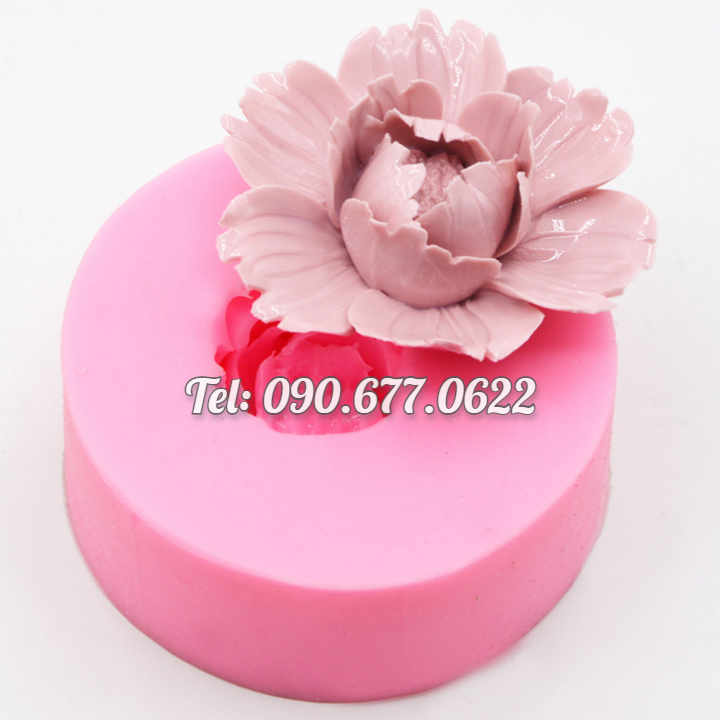Khuôn rau câu silicone hoa mẫu đơn tầng cánh cúp loại 8 cm - Mã số 1636
