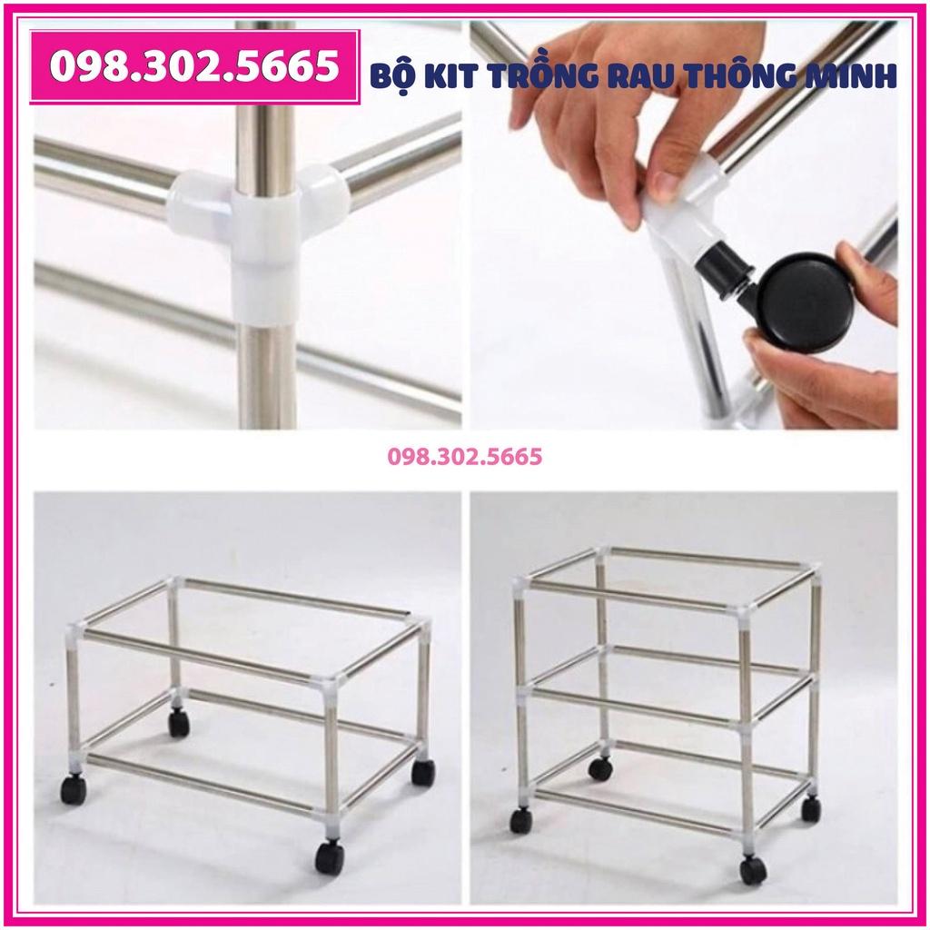 Bộ Kit trồng rau mầm 5 khay, 5 tầng bao gồm: Giá đỡ có 4 bánh + 5 Khay trồng + 500g Hạt giống + Vòi xịt nước.