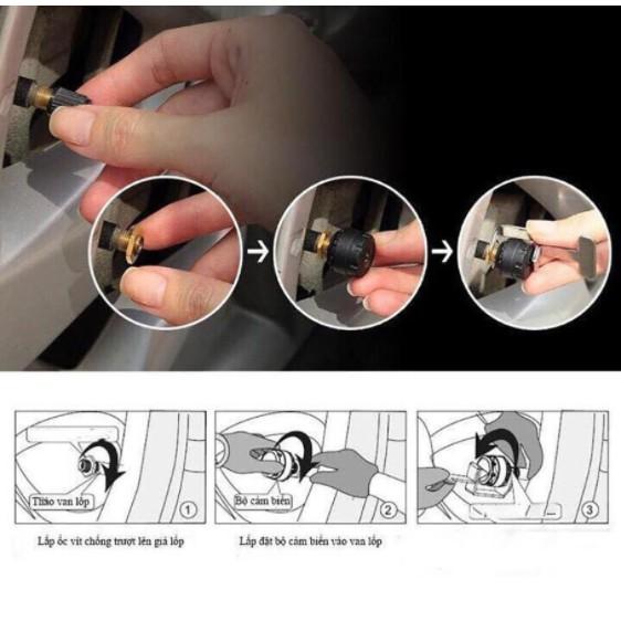 Cảm Biến Áp Suất Lốp Ô Tô TPMS Màn Hình LCD dùng Năng Lượng Mặt Trời