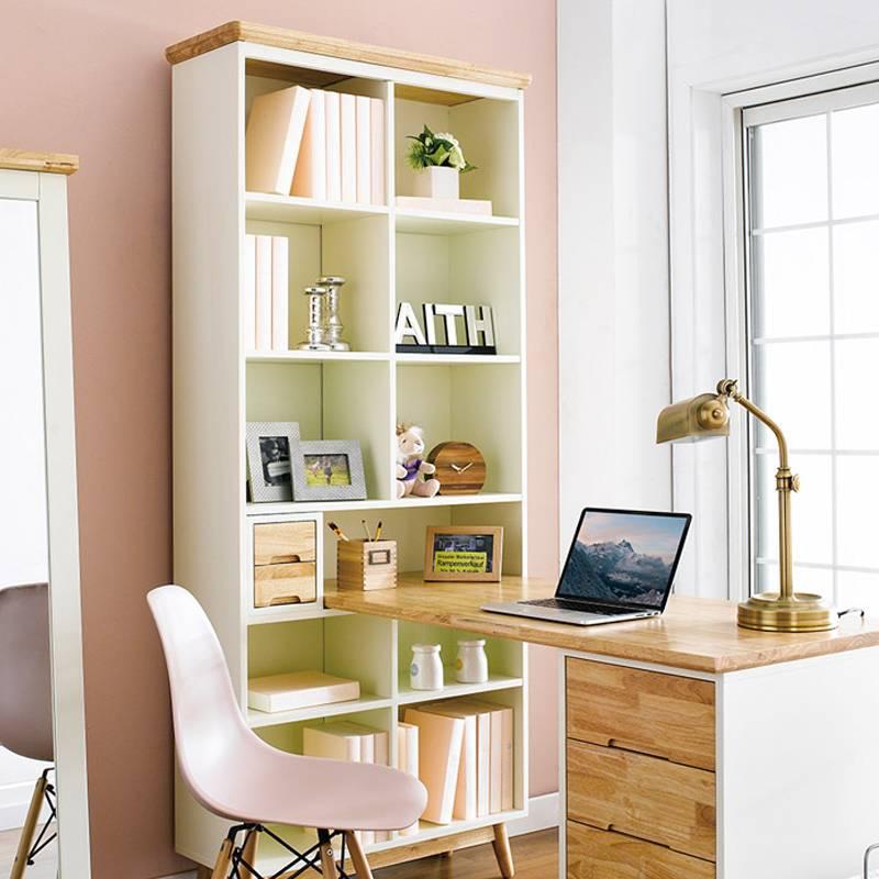 Bộ Bàn Liền Kệ Sách Vivid Gỗ Tự Nhiên Ibie OTDBVIVR - Trắng