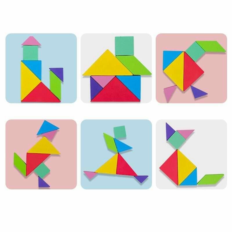 Đồ Chơi Xếp Hình Gỗ Tư Duy TANGRAM 7 Mảnh Có Nam Châm