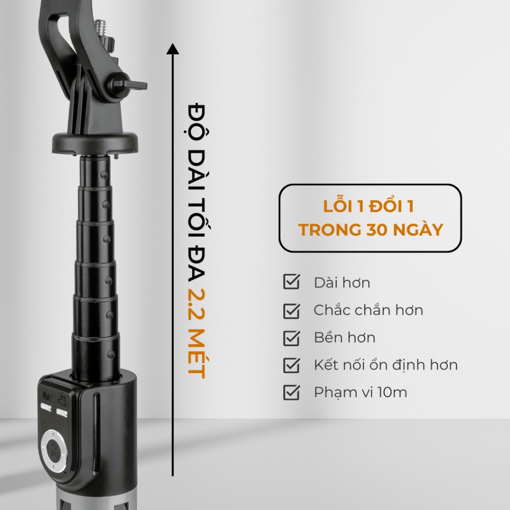 Gậy Chụp Ảnh Sothing SS100 Chụp Ảnh Tripod/ Selfi Bluetooth Điện Thoại, Livestream, Vlog Đa Năng, Kéo Dài 2,2m- Hàng chính hãng