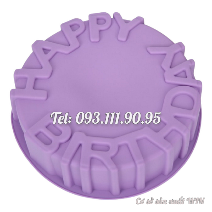 Khuôn silicon làm bánh, rau câu sinh nhật Happy Birthday - Loại 20 cm - Mã số 1034