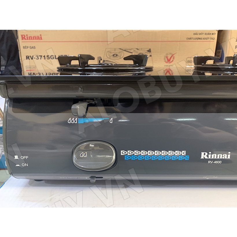 Bếp gas 6 tấc Rinnai RV-4600GLT, 2 vòng lửa có ngắt gas tự động - Hàng chính hãng