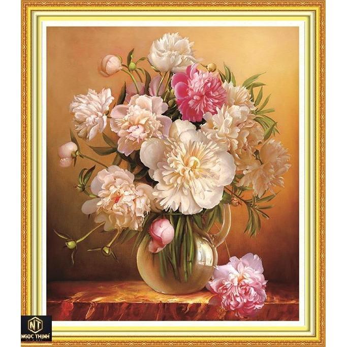 FreeShip từ 250K-Tranh đính đá BÌNH HOA VS075 KT: 50x60cm