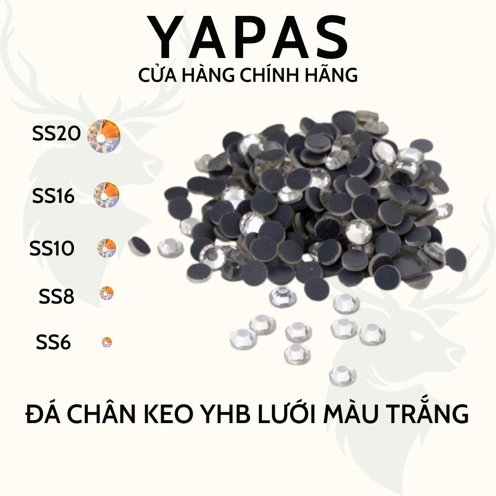 Đá đính móng chân keo YHB lưới siêu sáng màu Trắng 500 viên size 2mm - 5mm