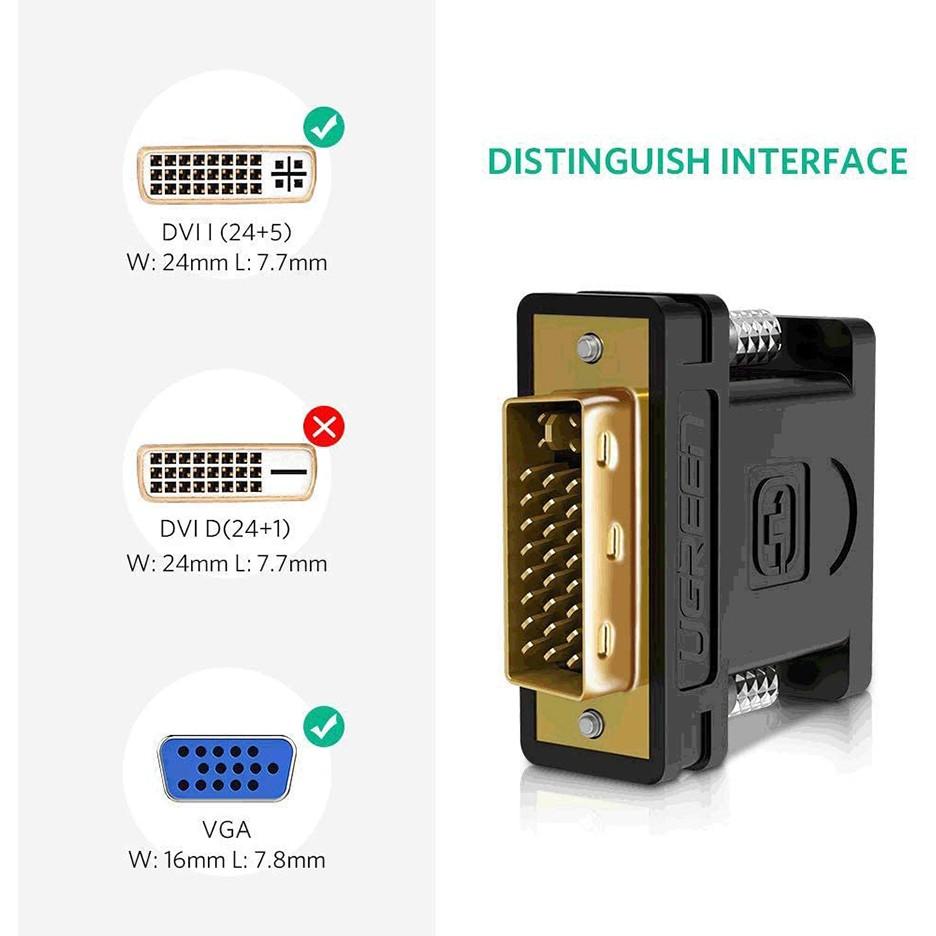 Đầu chuyển DVI-I 24+5 sang VGA Ugreen 20122 chính hãng- Hàng Chính Hãng